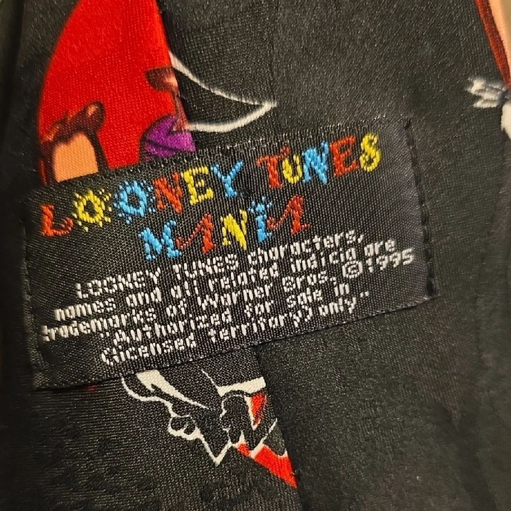 Playful Black and Red Cartoon Character‎ Tie